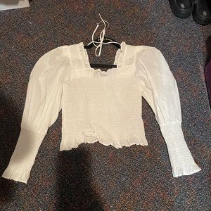 Topshop white puff sleeve shirt